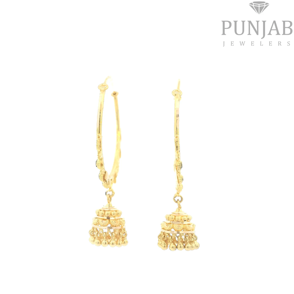 22K Yellow Gold Traditional Hoop Earrings