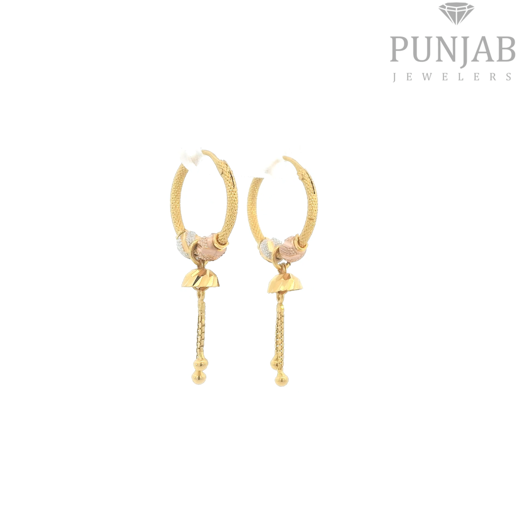 22K Two-Tone Gold Hoop Earrings