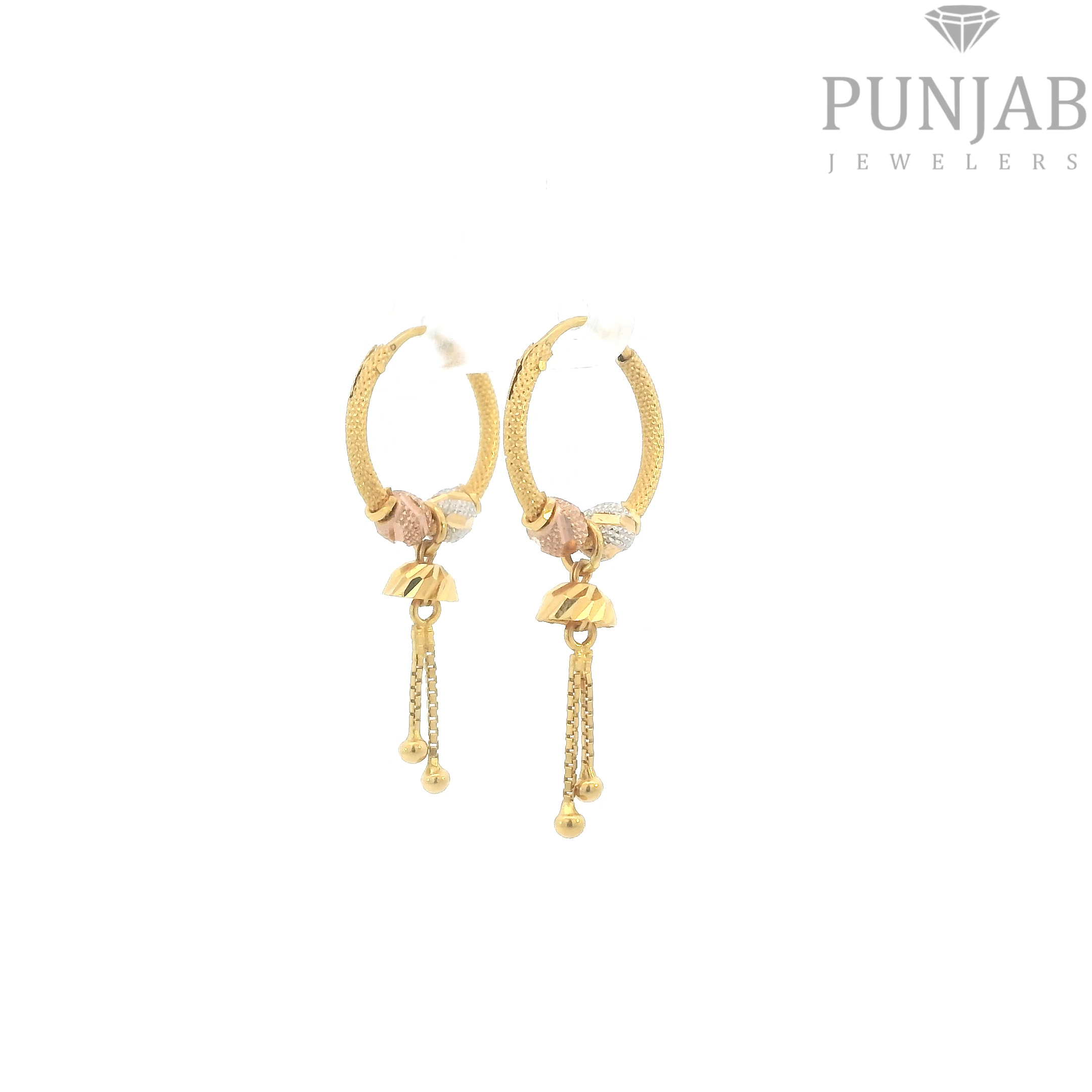 22K Two-Tone Gold Hoop Earrings