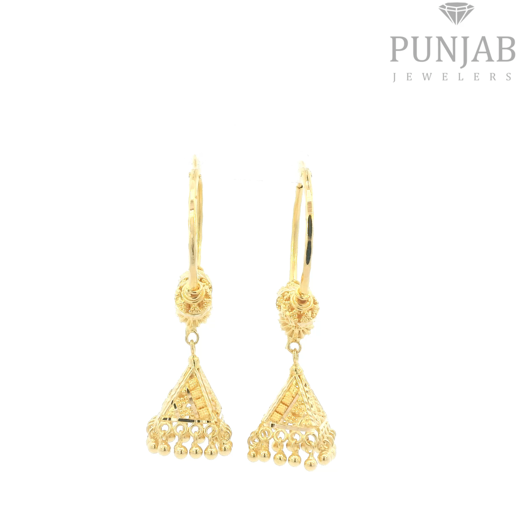 22K Yellow Gold Traditional Hoop Earrings