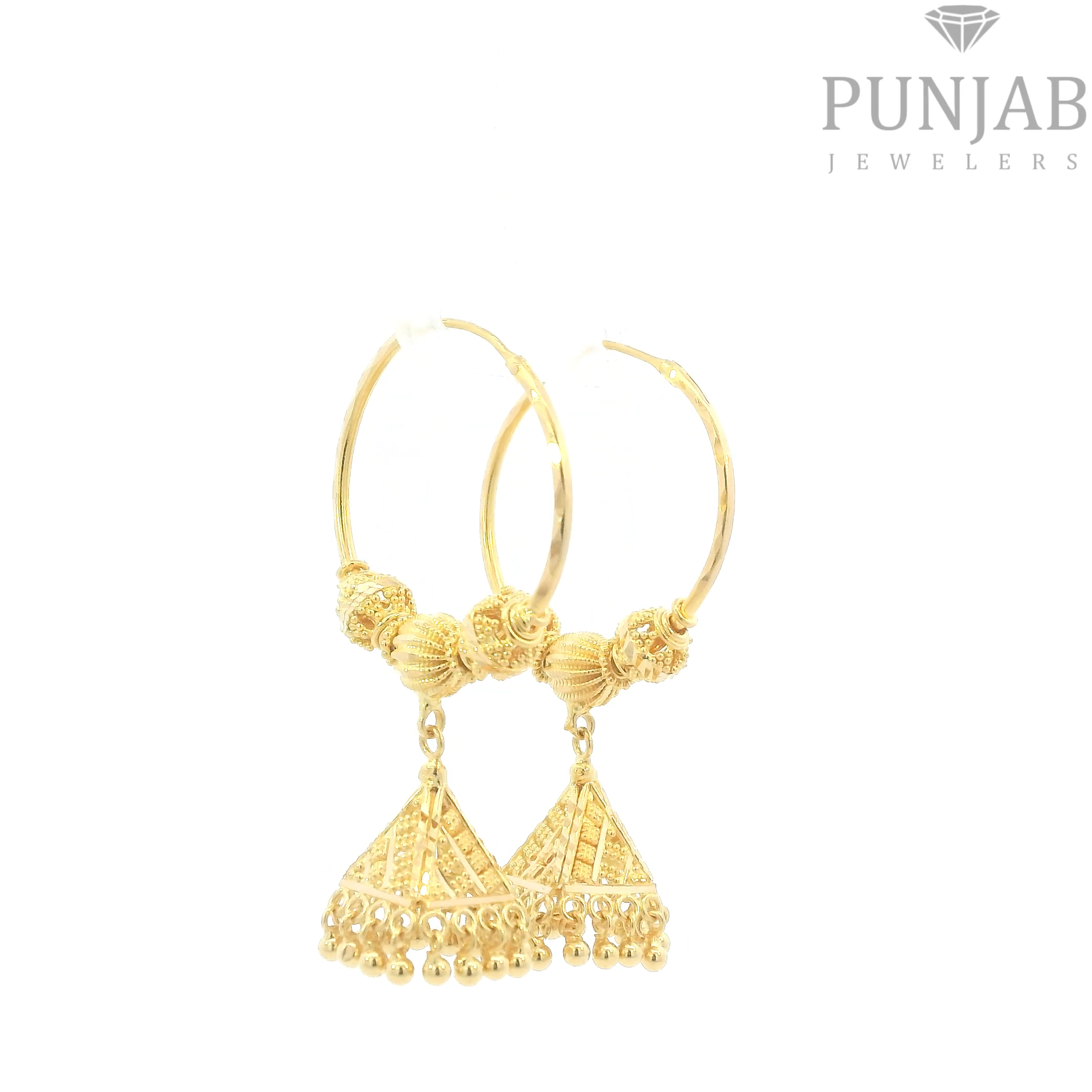 22K Yellow Gold Traditional Hoop Earrings