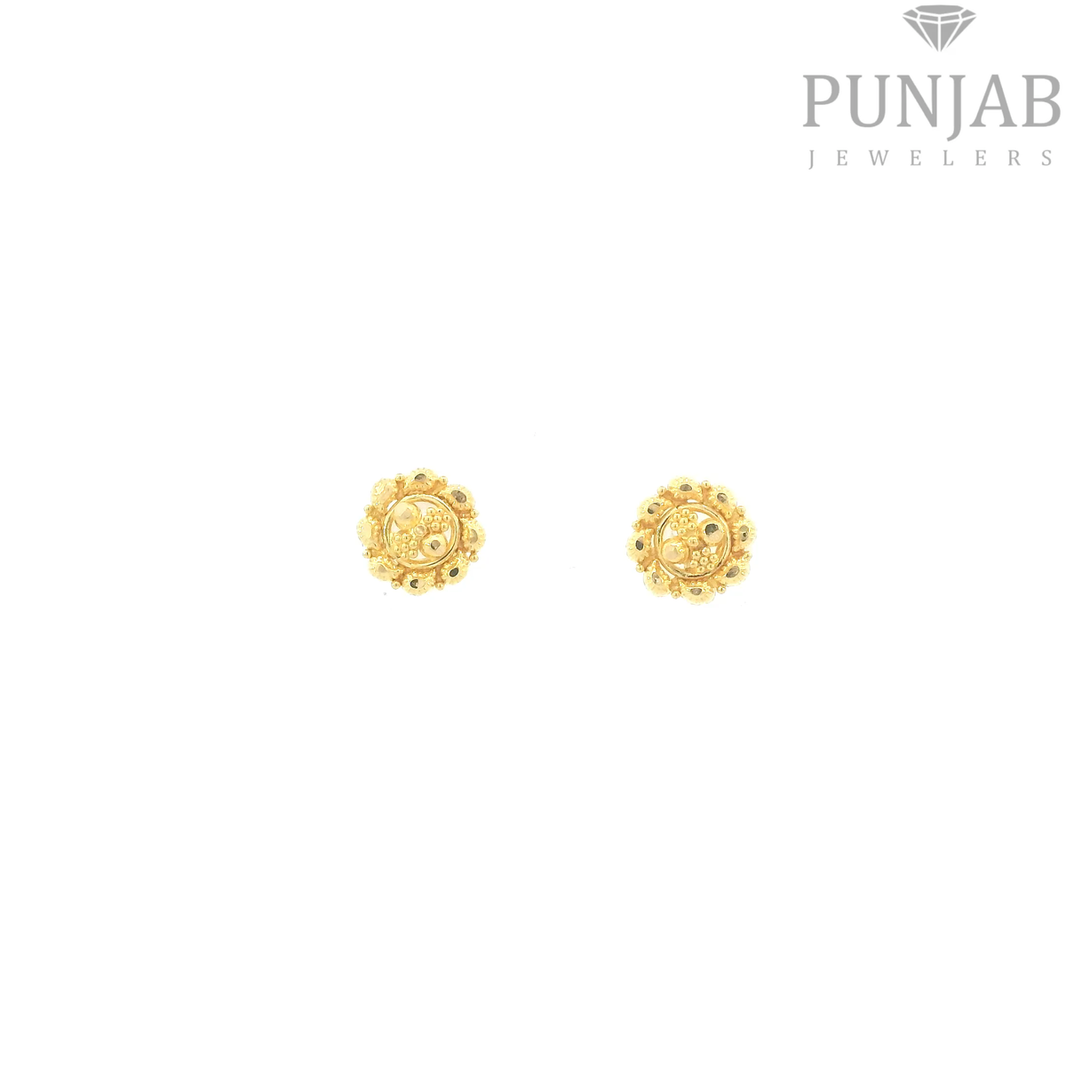 22K Yellow Gold Fancy Stud Earrings with Screw Back