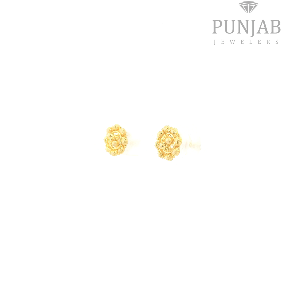 22K Yellow Gold Fancy Stud Earrings with Screw Back