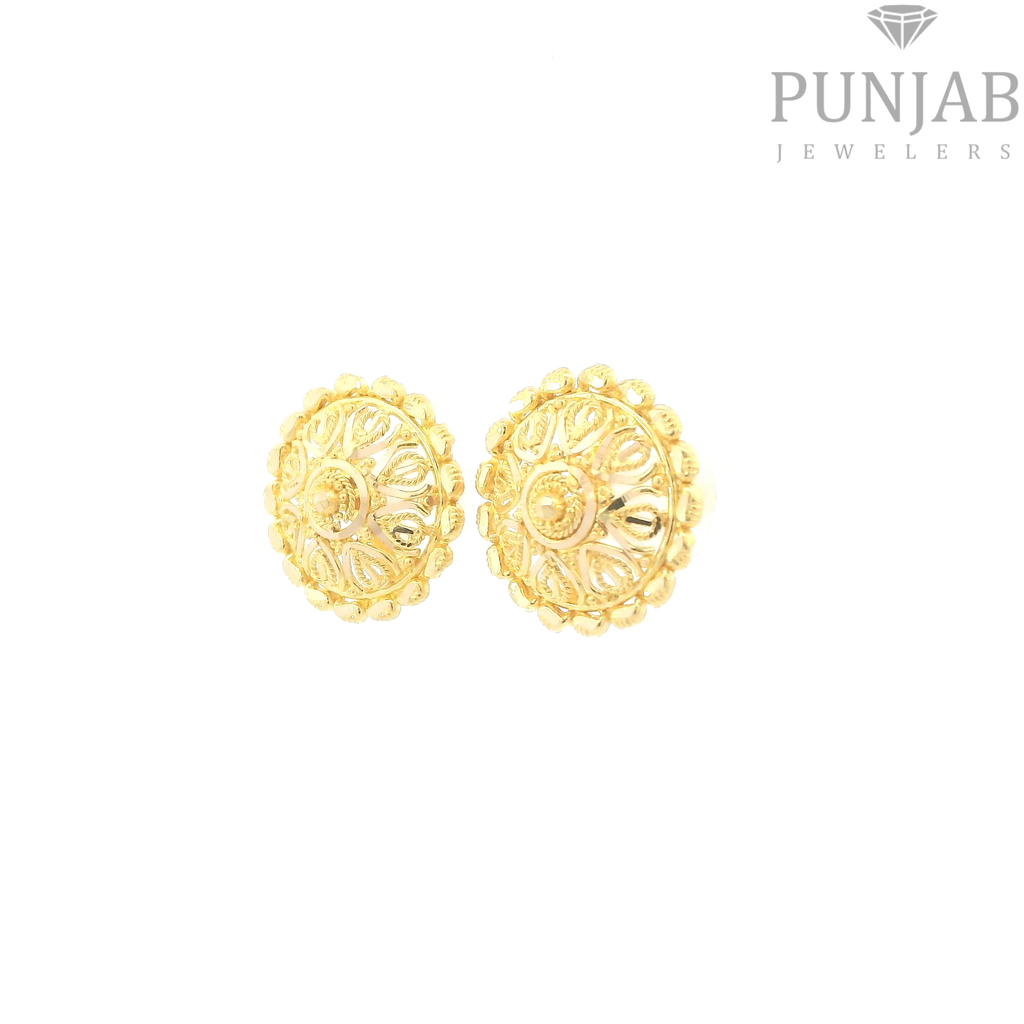 22K Yellow Gold Fancy Stud Earrings with Screw Back