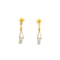 22K Yellow Gold Fancy CZ Stud Earrings with Screw Back