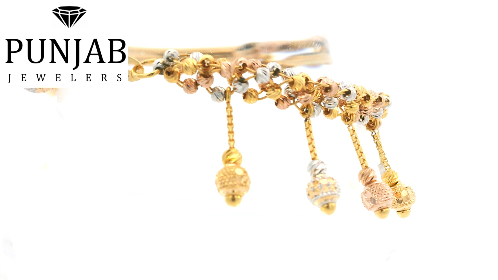 22K Three-Tone Gold Bracelet with Lobster Lock