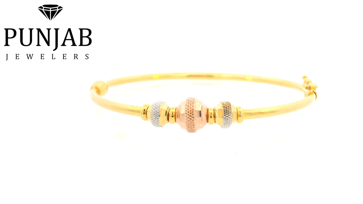 22K Three-Tone Gold Bangle