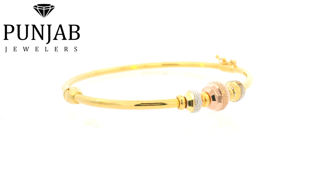 22K Three-Tone Gold Bangle
