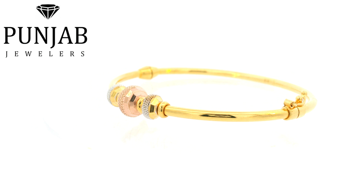 22K Three-Tone Gold Bangle
