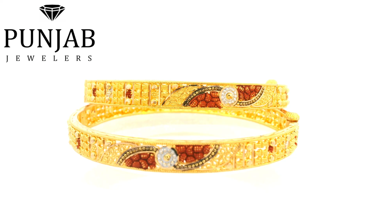 22K Two-Tone Gold Bangle