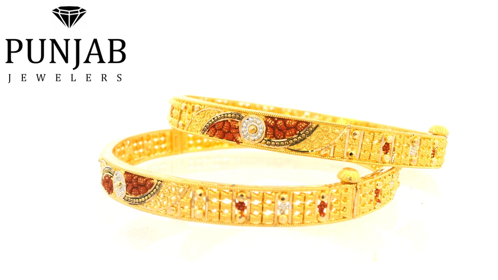 22K Two-Tone Gold Bangle