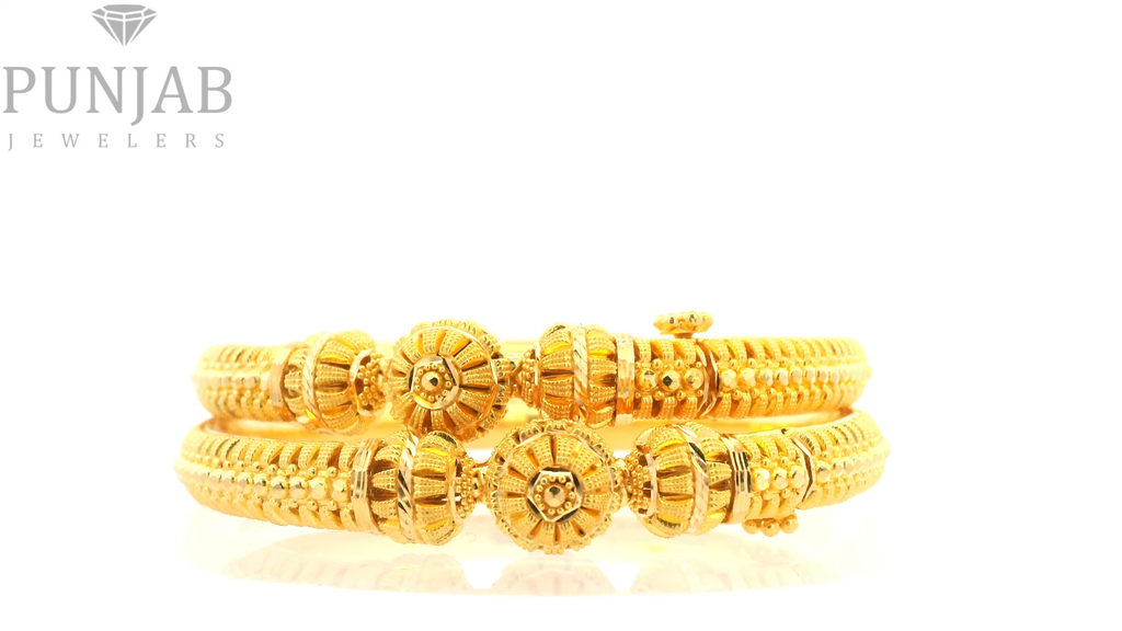 22K Yellow Gold Traditional Screw Open Bangles – Classic Heritage Design