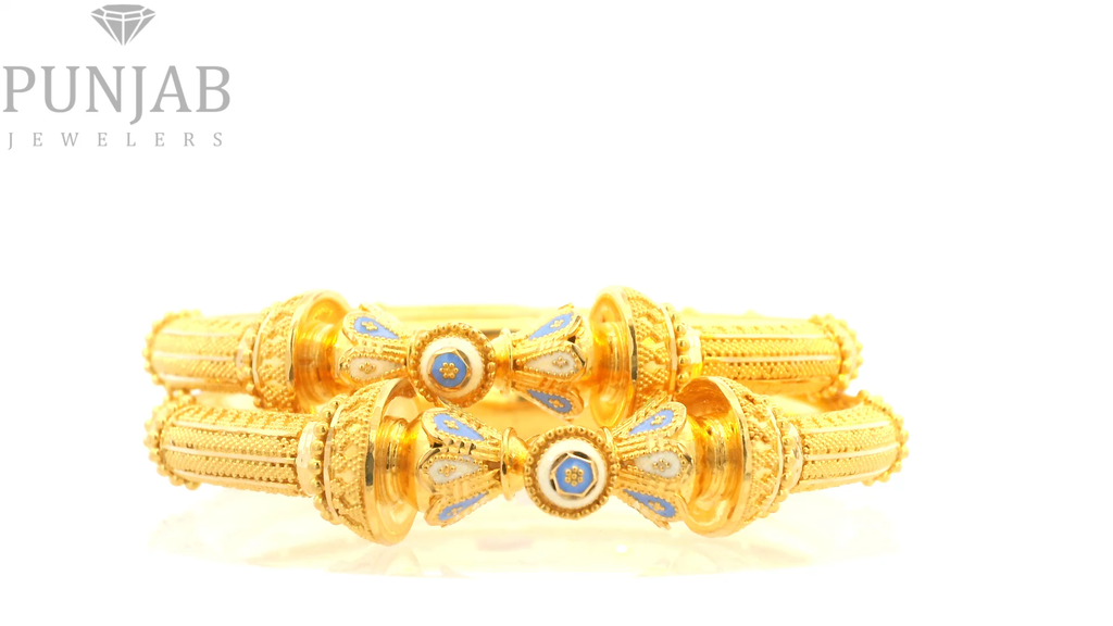 22K yellow gold Meenakari bangles