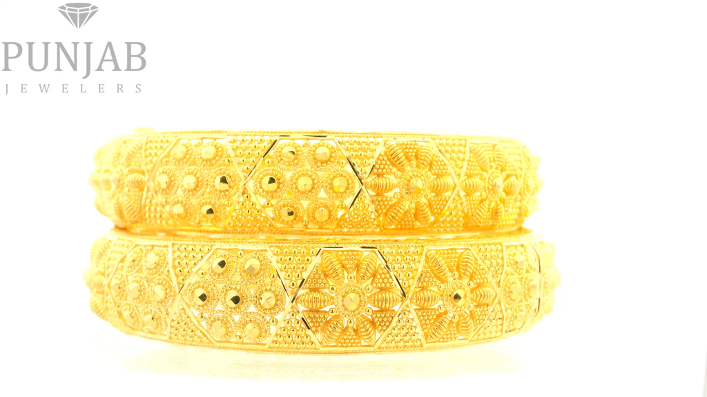 22K Yellow Gold Screw Open Bangles – Classic Elegance
