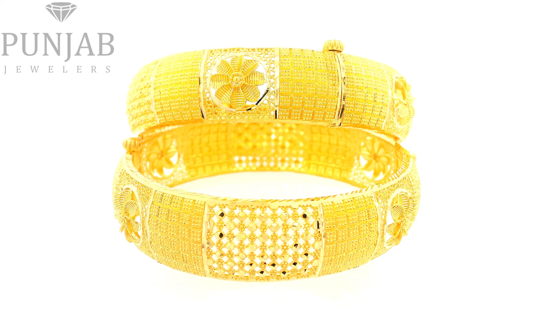 22K Yellow Gold Traditional Screw Open Bangles – Classic Heritage Design