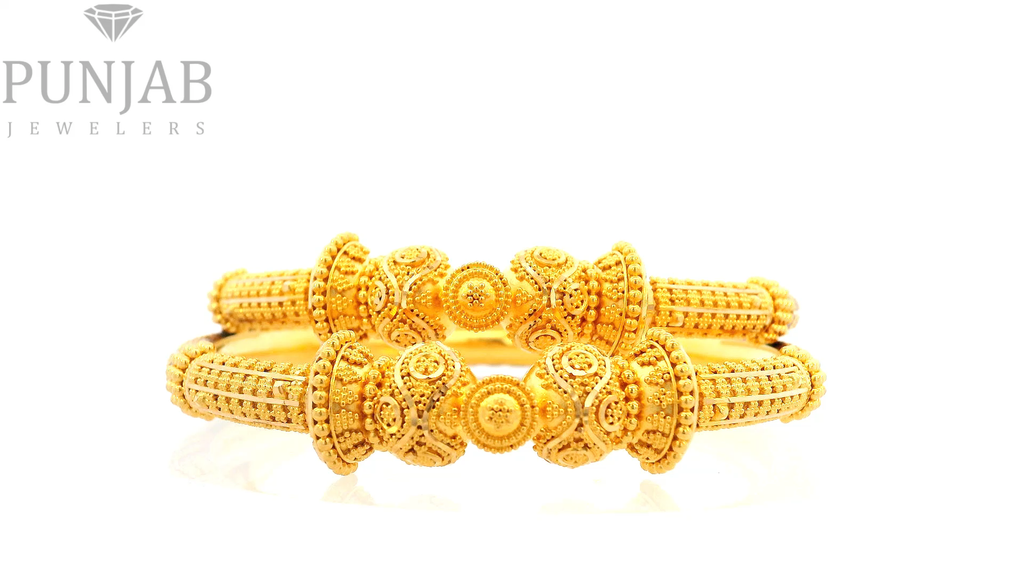 22K Yellow Gold Meenakari Screw Open Bangles – Traditional Artistic Elegance