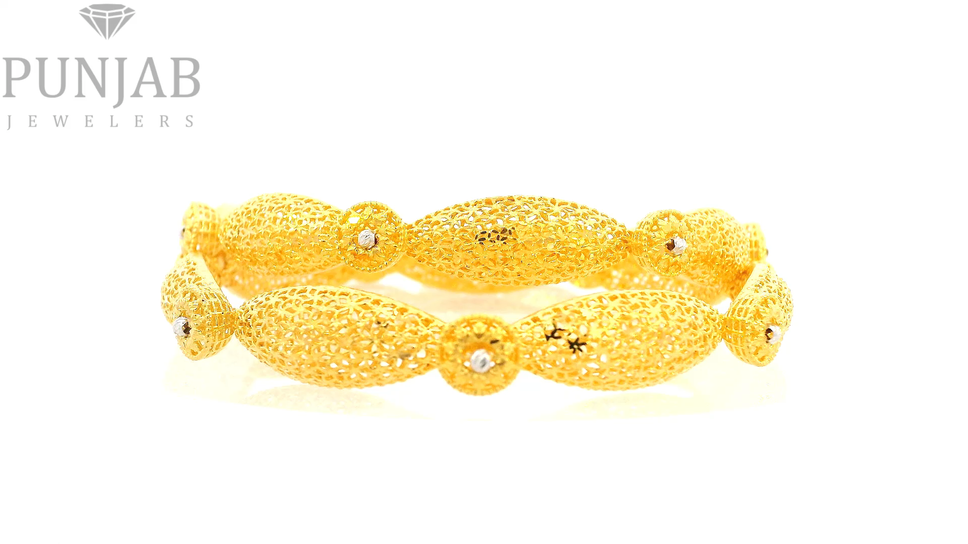 22K Yellow Gold Fancy Bangles – Stylish Statement Design