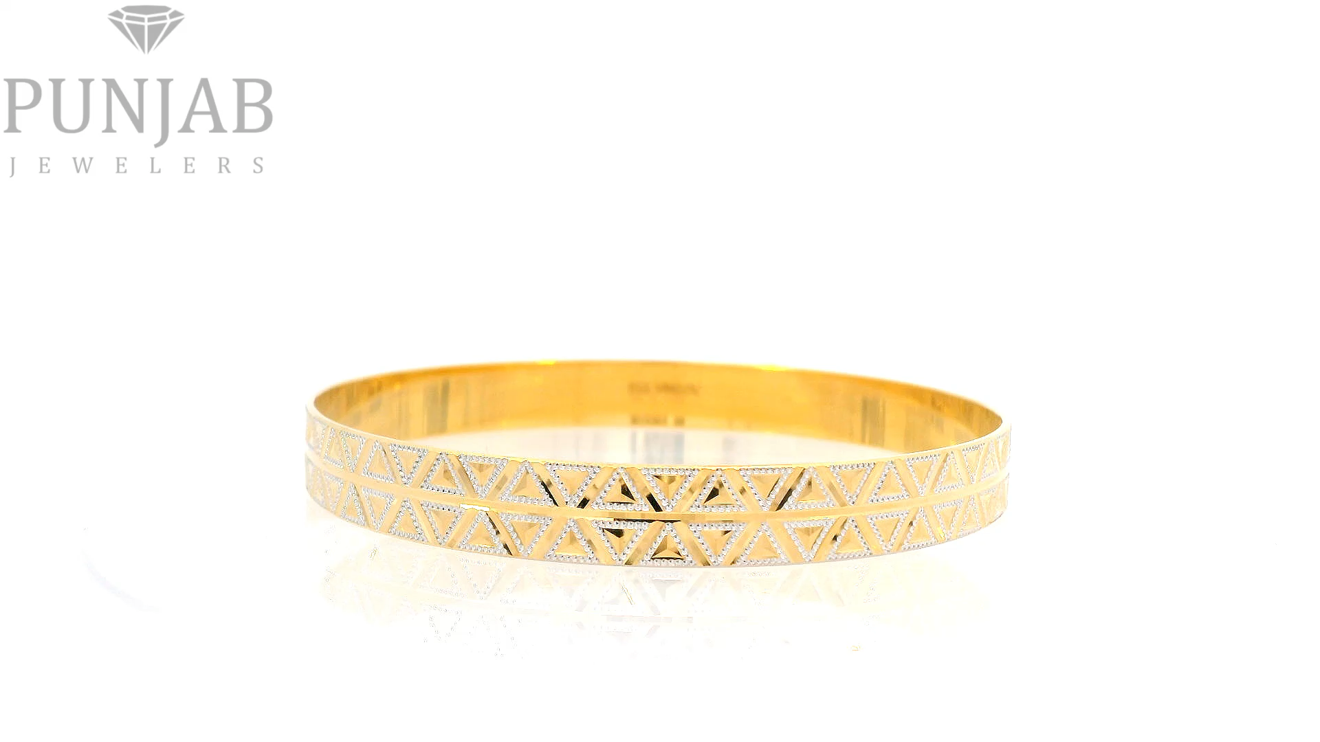 22K Yellow Gold Two Tone Bangles – Elegant Dual Finish Design