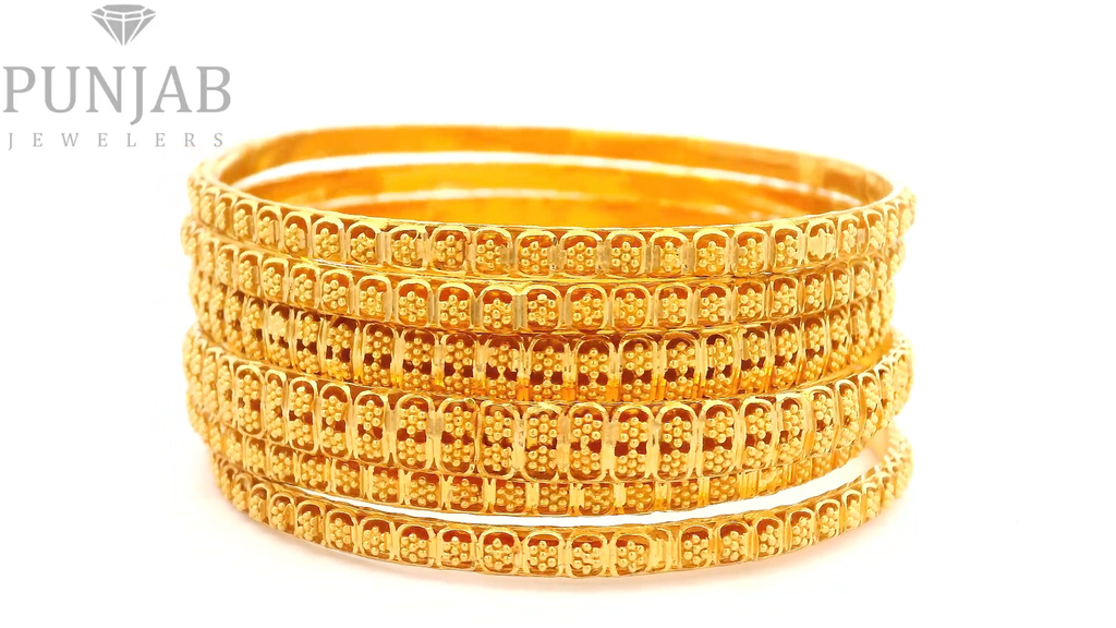 22K Yellow Gold Traditional Bangles Set – Timeless Heritage Elegance