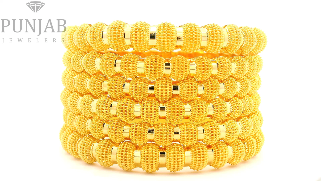 22K Yellow Gold Traditional Bangles Set – Timeless Heritage Elegance