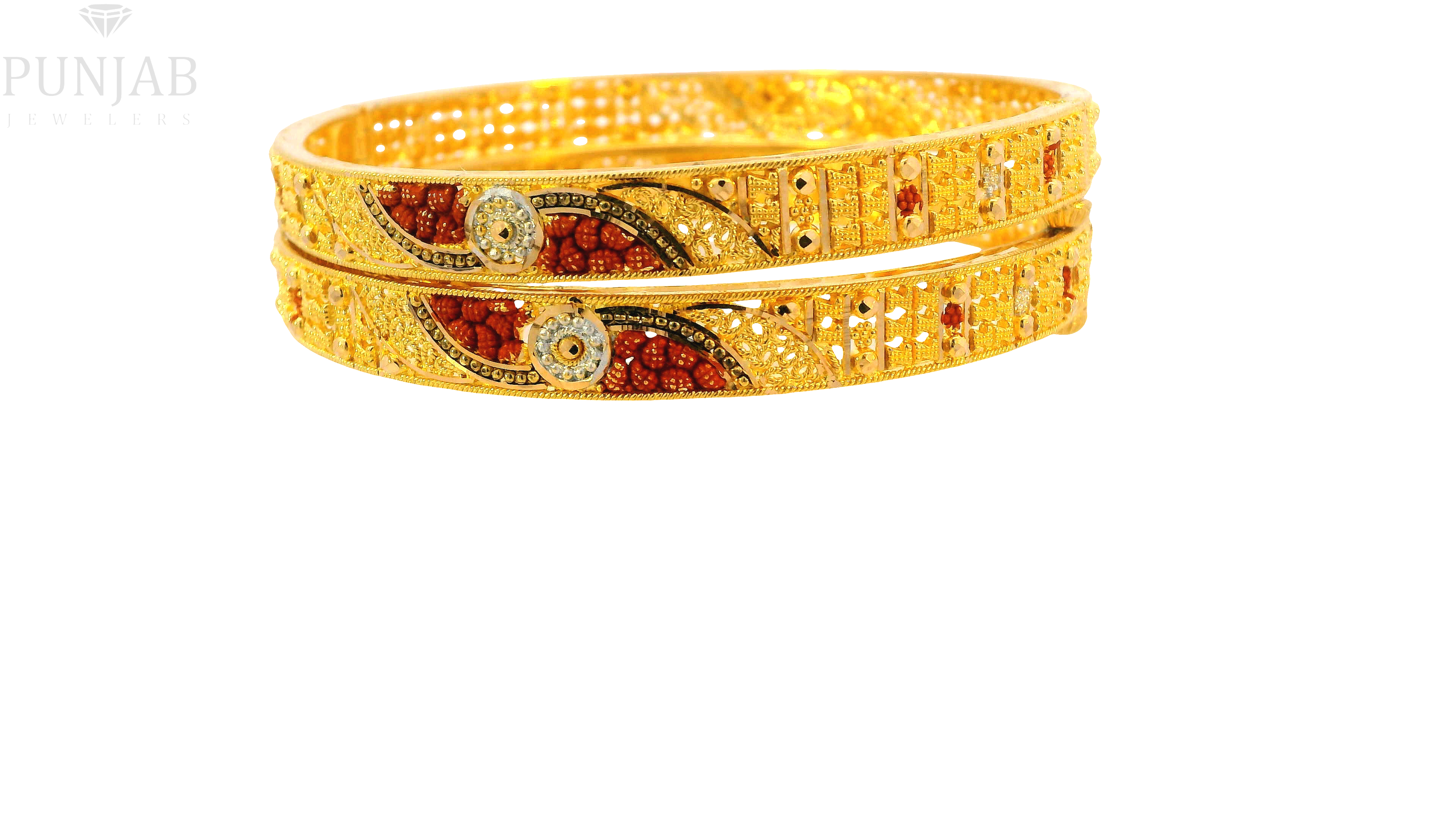 22K Two-Tone Gold Bangle