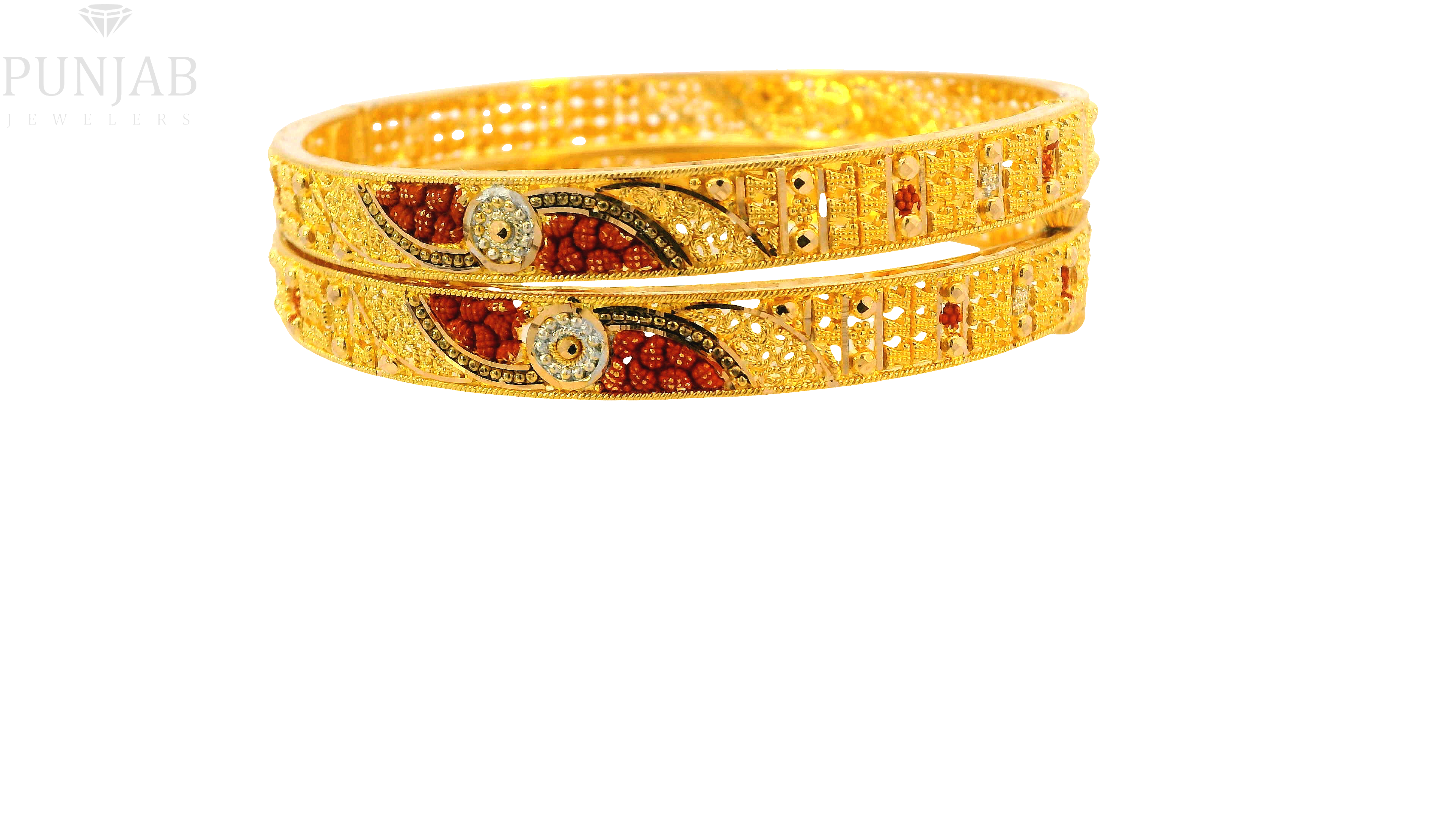 22K Two-Tone Gold Bangle