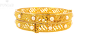 22K Multi-Tone Yellow Gold Bangle with Pearl Accents