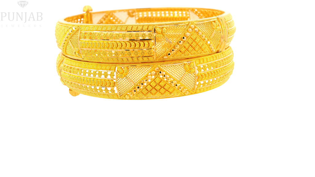 22K Yellow Gold Traditional Screw Open Bangles – Classic Heritage Elegance