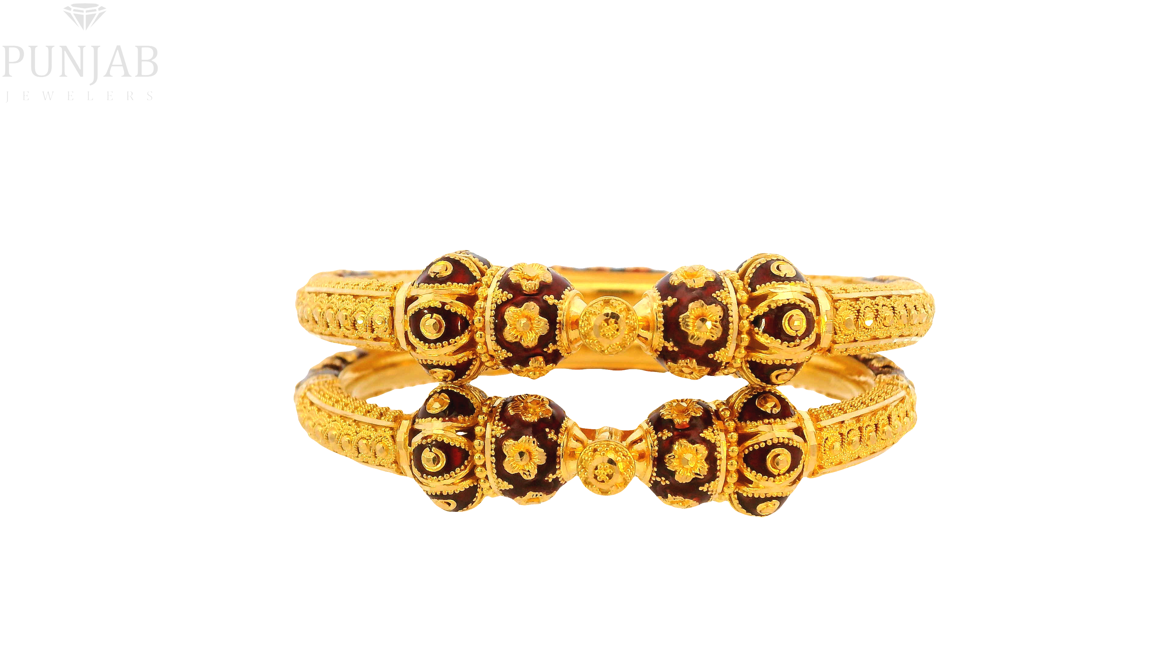 22K Yellow Gold Meenakari Screw Open Bangles – Traditional Artistic Elegance, Size 2.4 (Pair)