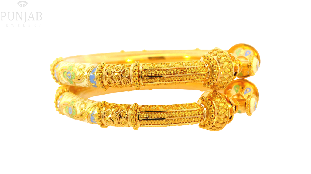 22K yellow gold Meenakari bangles