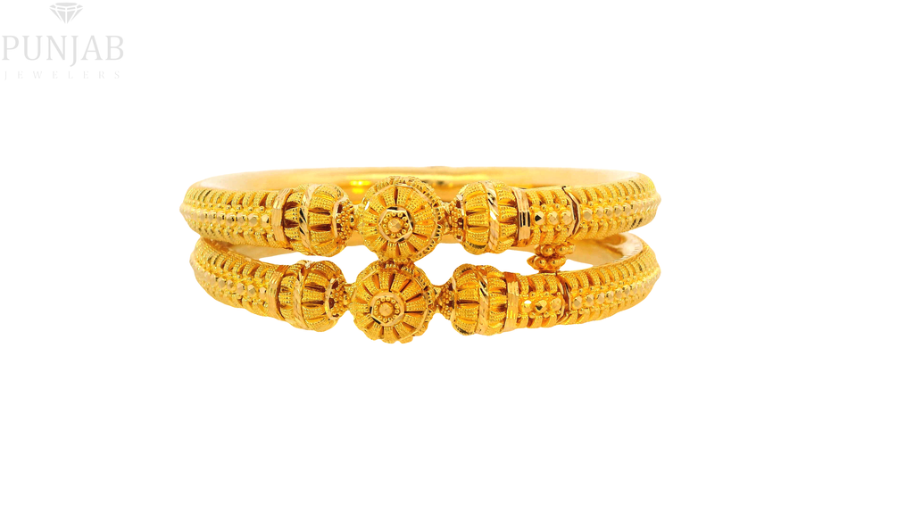 22K Yellow Gold Traditional Screw Open Bangles – Classic Heritage Design