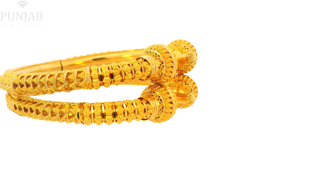 22K Yellow Gold Traditional Screw Open Bangles – Timeless Heritage Design