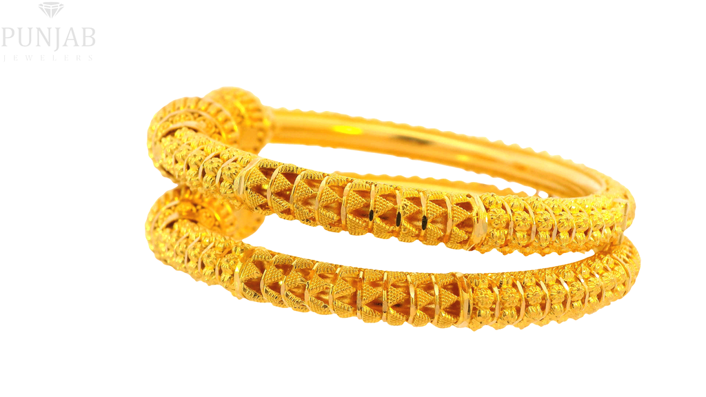 22K Yellow Gold Traditional Screw Open Bangles – Timeless Heritage Design