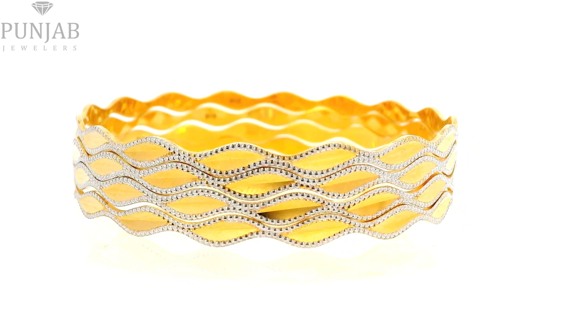 22K Two-Tone Gold Bangle