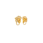 22K Yellow Gold CZ Stud Earrings | Elegant Stone Tops