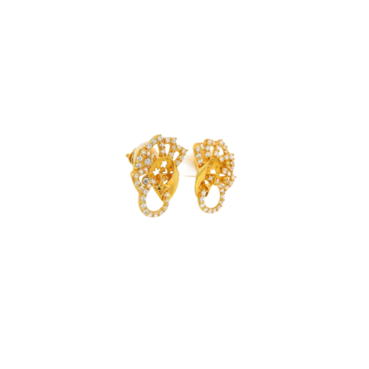 22K Yellow Gold CZ Stud Earrings | Elegant Stone Tops