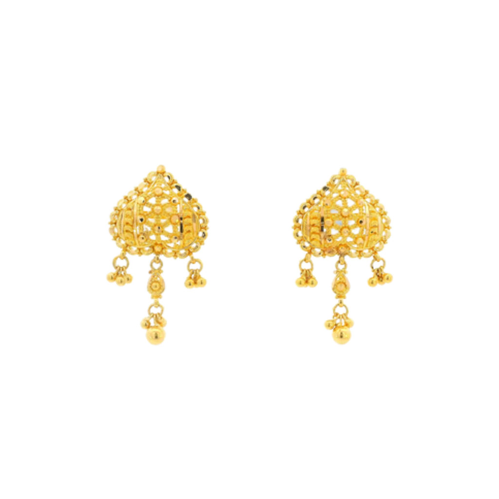 22K Yellow Gold Traditional Stud Earrings | Heavy Premium Polished Tops