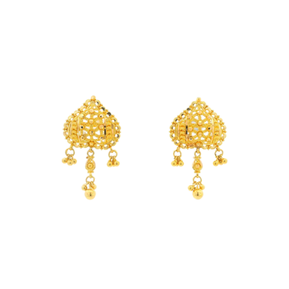 22K Yellow Gold Traditional Stud Earrings | Heavy Premium Polished Tops