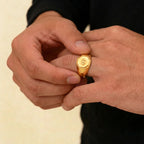 21K Men’s Yellow Gold Fancy Ring – 6.4g, Polished Finish, Resizable, Size 10