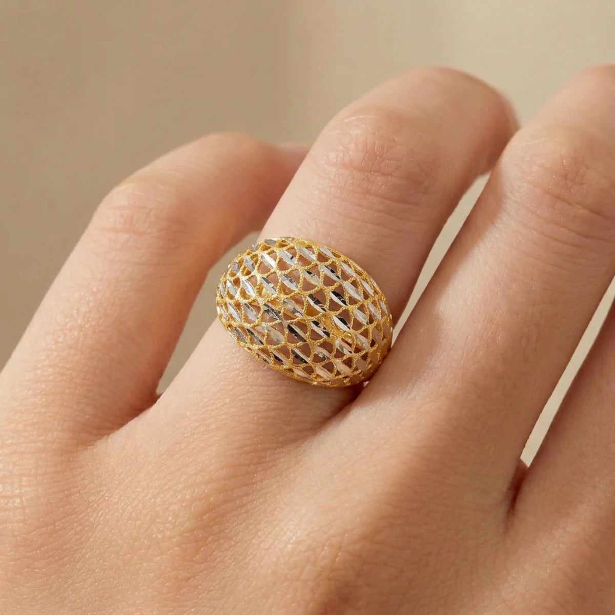 22K Yellow + White Gold Ring