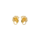 22K Yellow Gold CZ Stud Earrings | Elegant Stone Tops