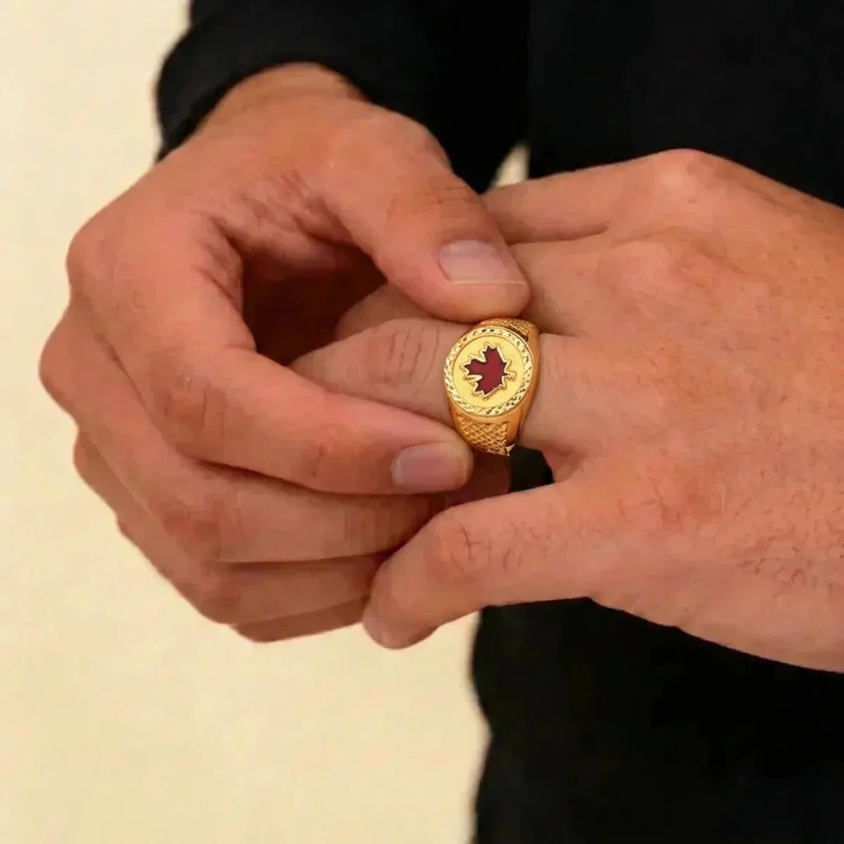 22K Men’s Yellow Gold Meena Karie Ring – 9.1g, Polished Finish, Resizable, Size 10.5