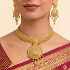 22K Engraved Yellow Gold Chain Necklace