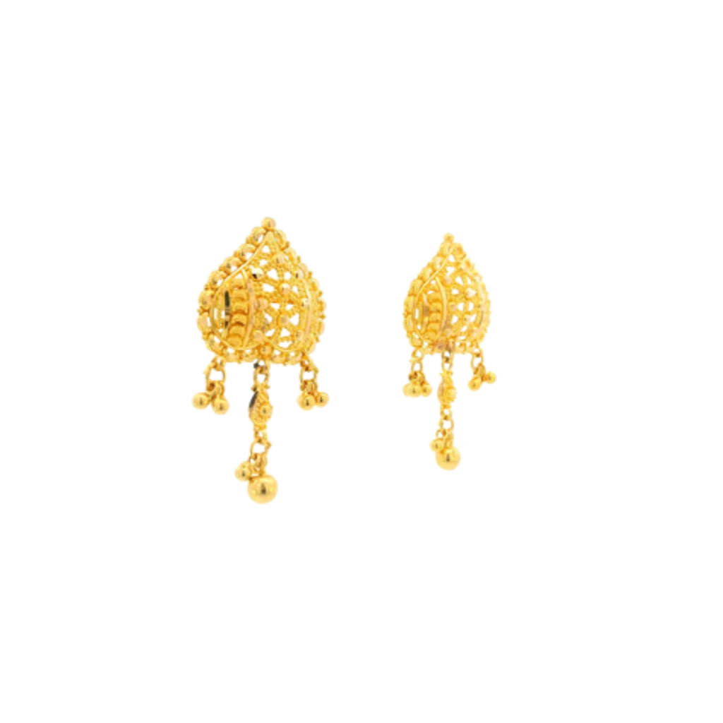 22K Yellow Gold Traditional Stud Earrings | Heavy Premium Polished Tops