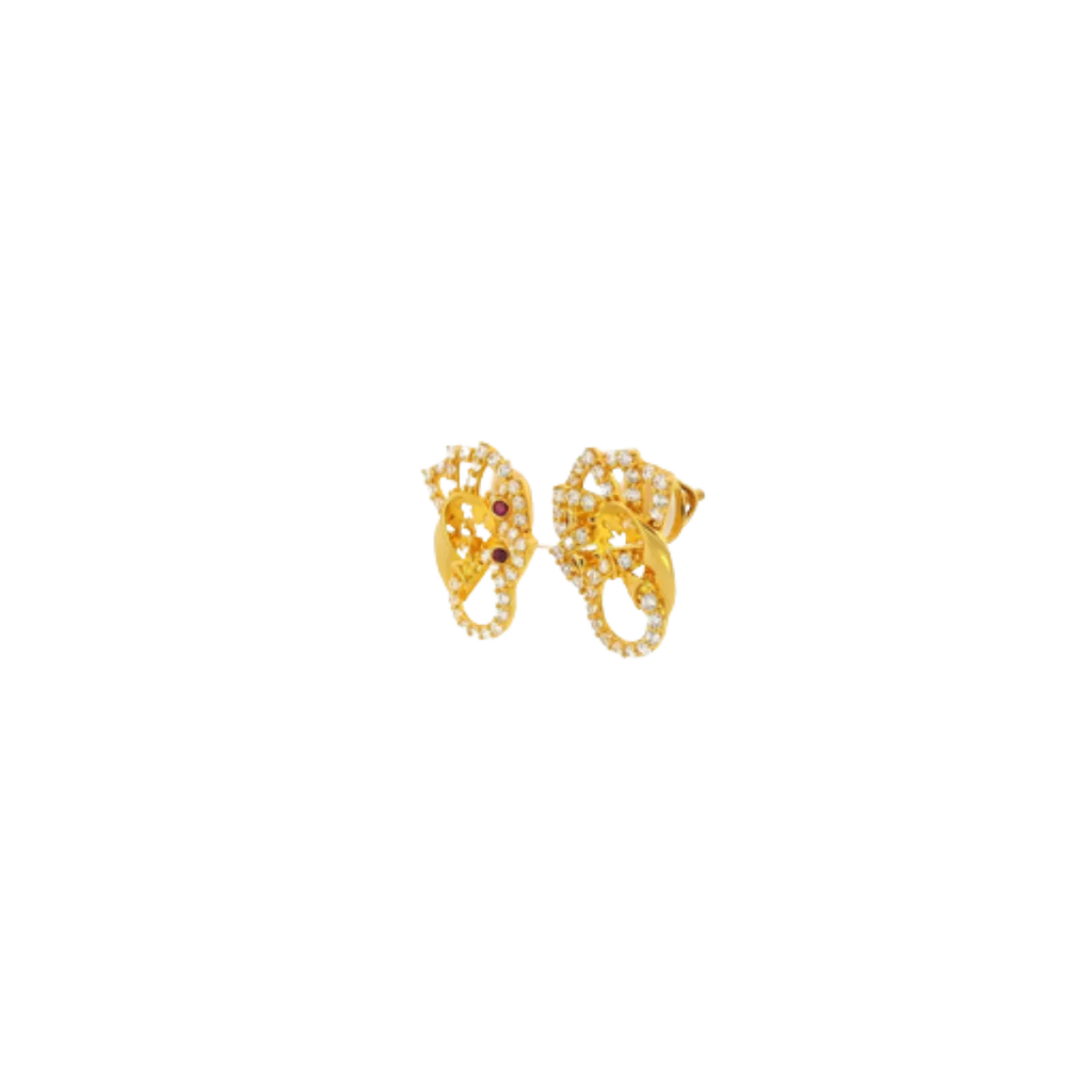 22K Yellow Gold CZ Stud Earrings | Classic Stone Tops