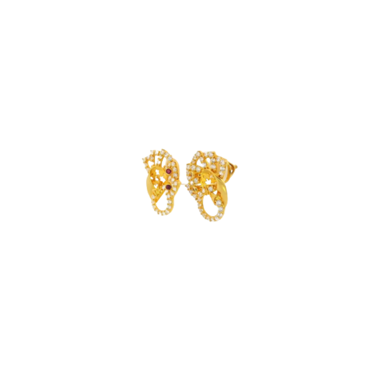 22K Yellow Gold CZ Stud Earrings | Classic Stone Tops