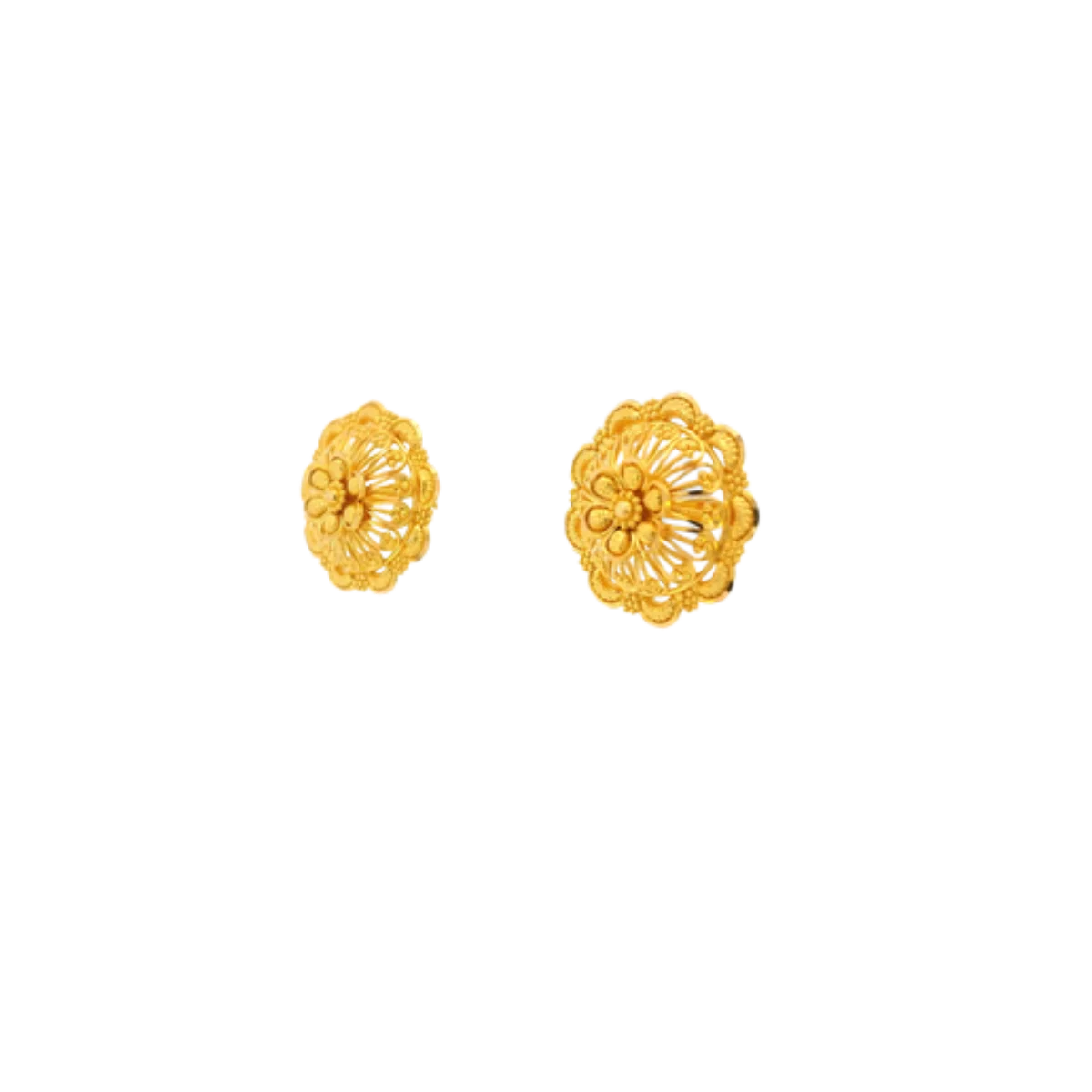 22K Yellow Gold Traditional Stud Earrings | Premium Heavy Polished Tops