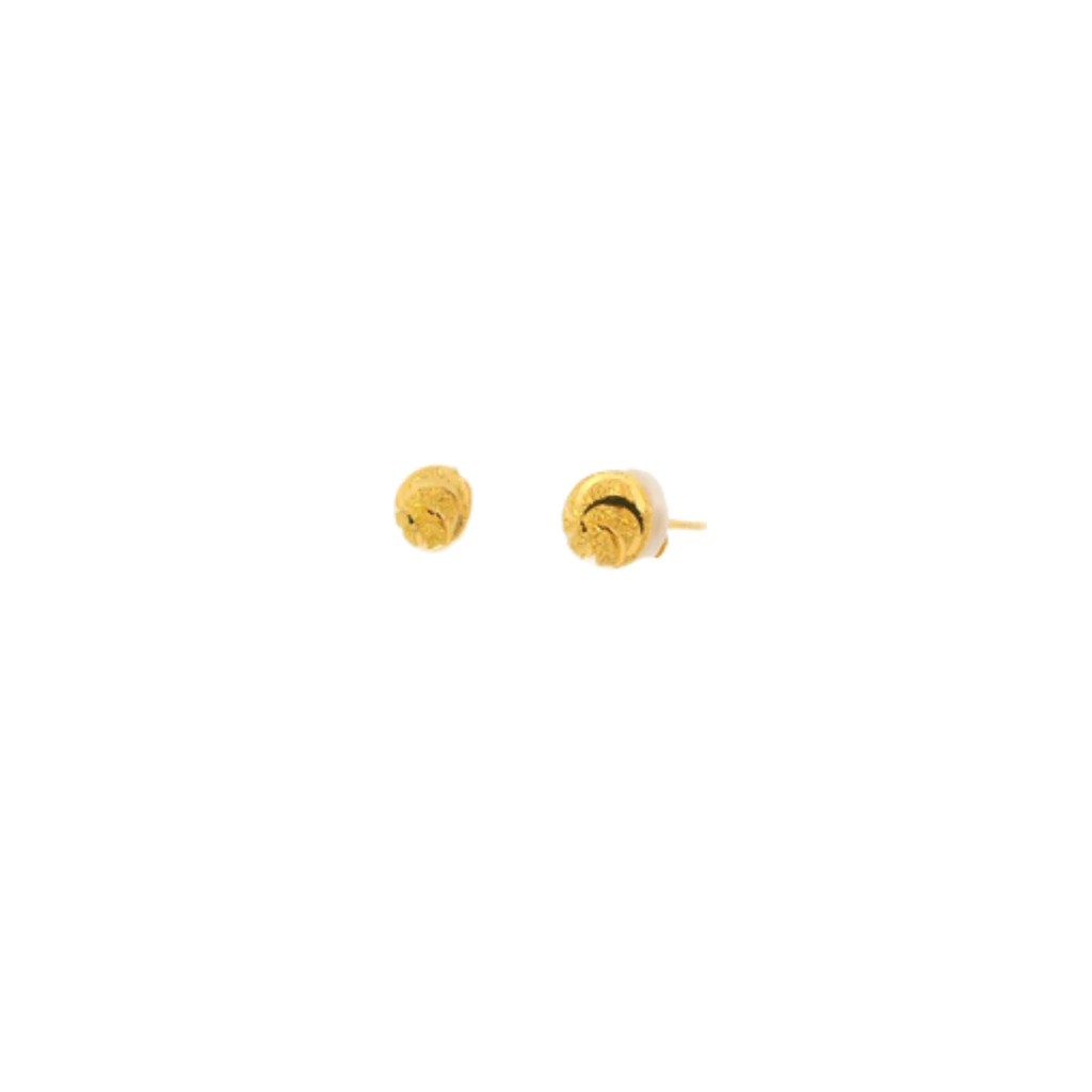 22K Yellow Gold Fancy Stud Earrings | Lightweight Polished Tops