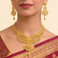 22K Contemporary Yellow Gold Layered Necklace with Medallion and Vertical Bar Pendants