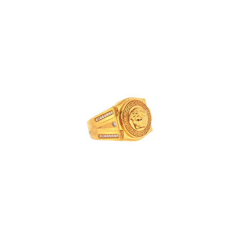 22K Yellow Gold CZ Men’s Ring | Premium Stone Designer Band